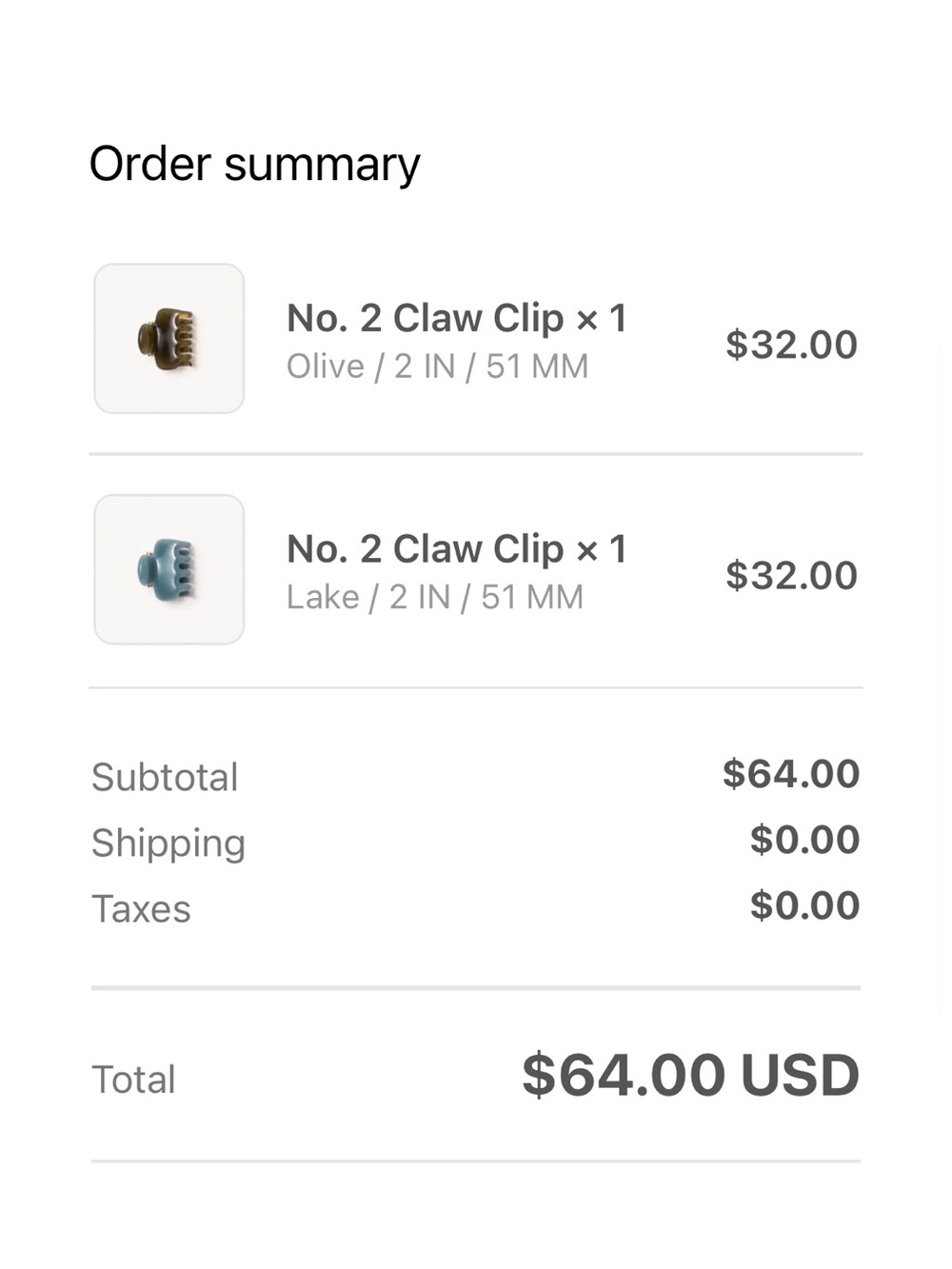 Undo Hairware claw clips no. 2